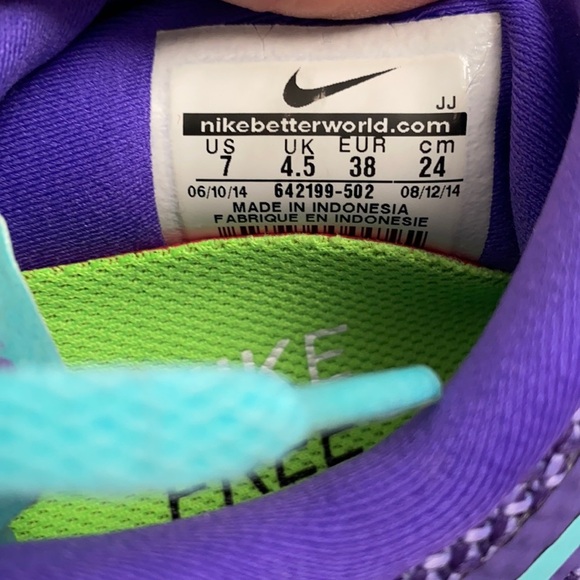 Nike Free Hyper Grape and Aqua running sneakers 7 - Picture 4 of 7